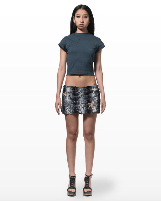 Faux fur mini skirt