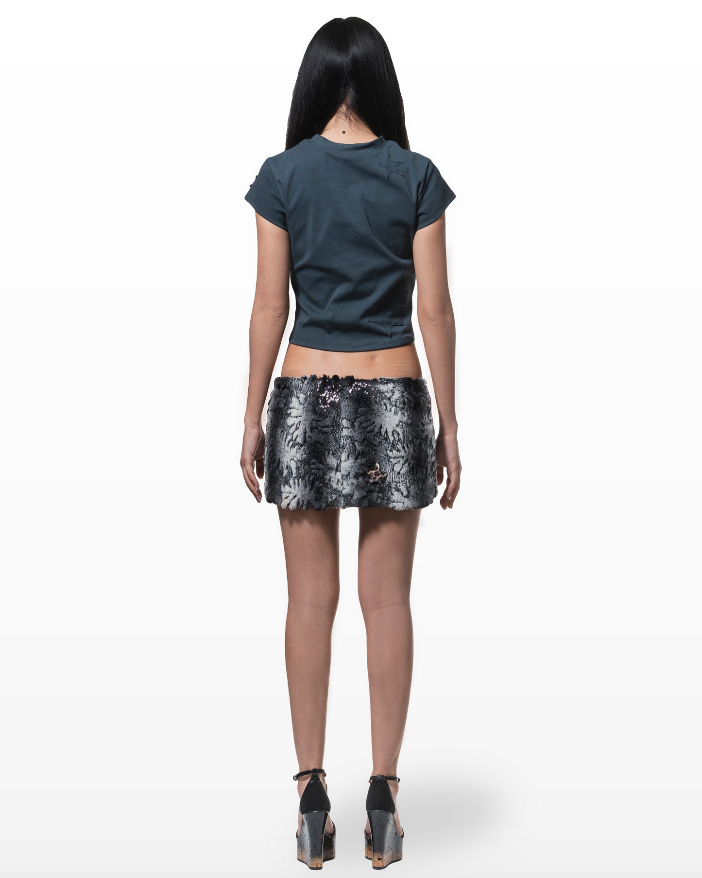 Faux fur mini skirt