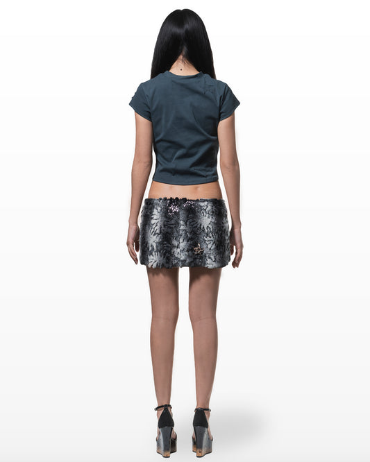 Faux fur mini skirt
