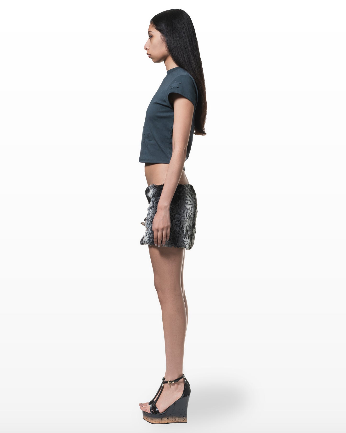 Faux fur mini skirt