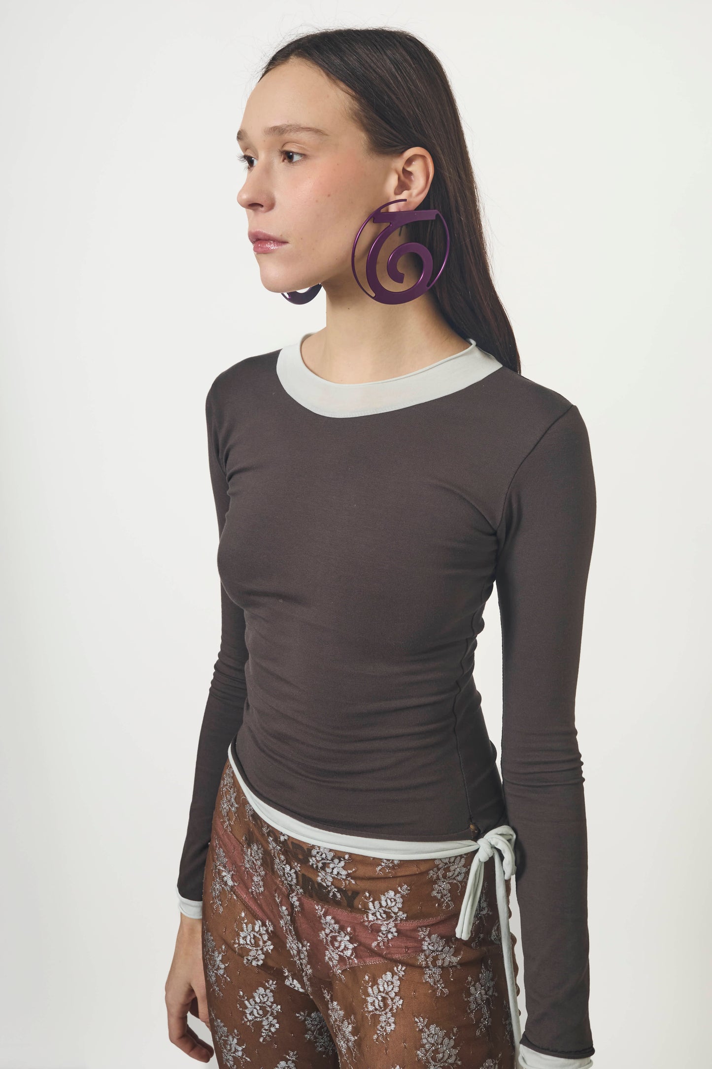 PURPLE LOGO EARRINGS