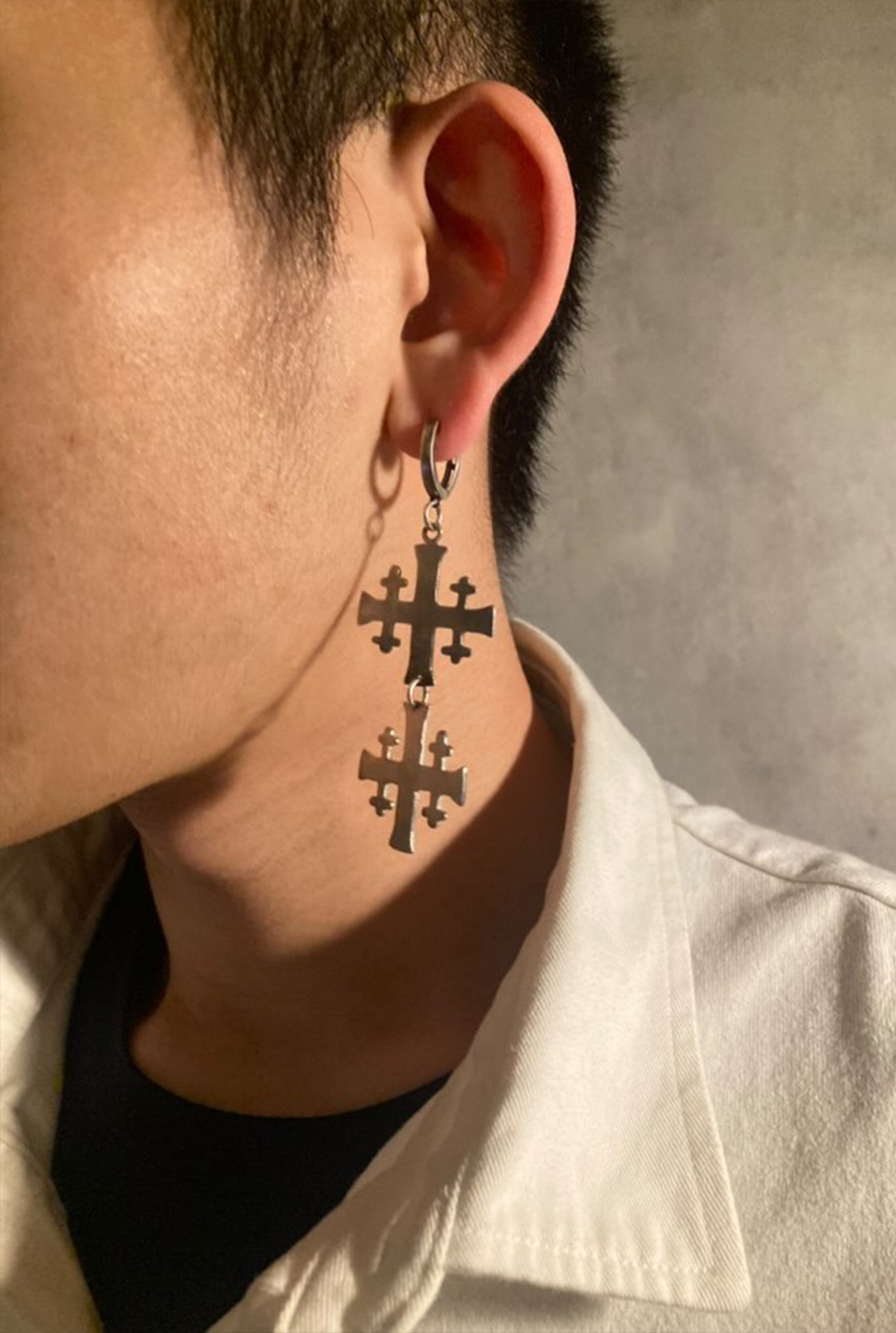 JERUSALEM SILVER CROSS EARRING