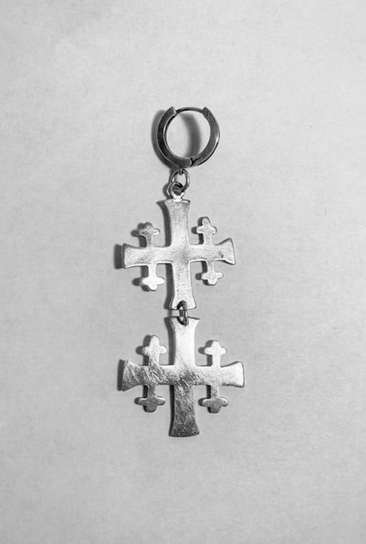 JERUSALEM SILVER CROSS EARRING