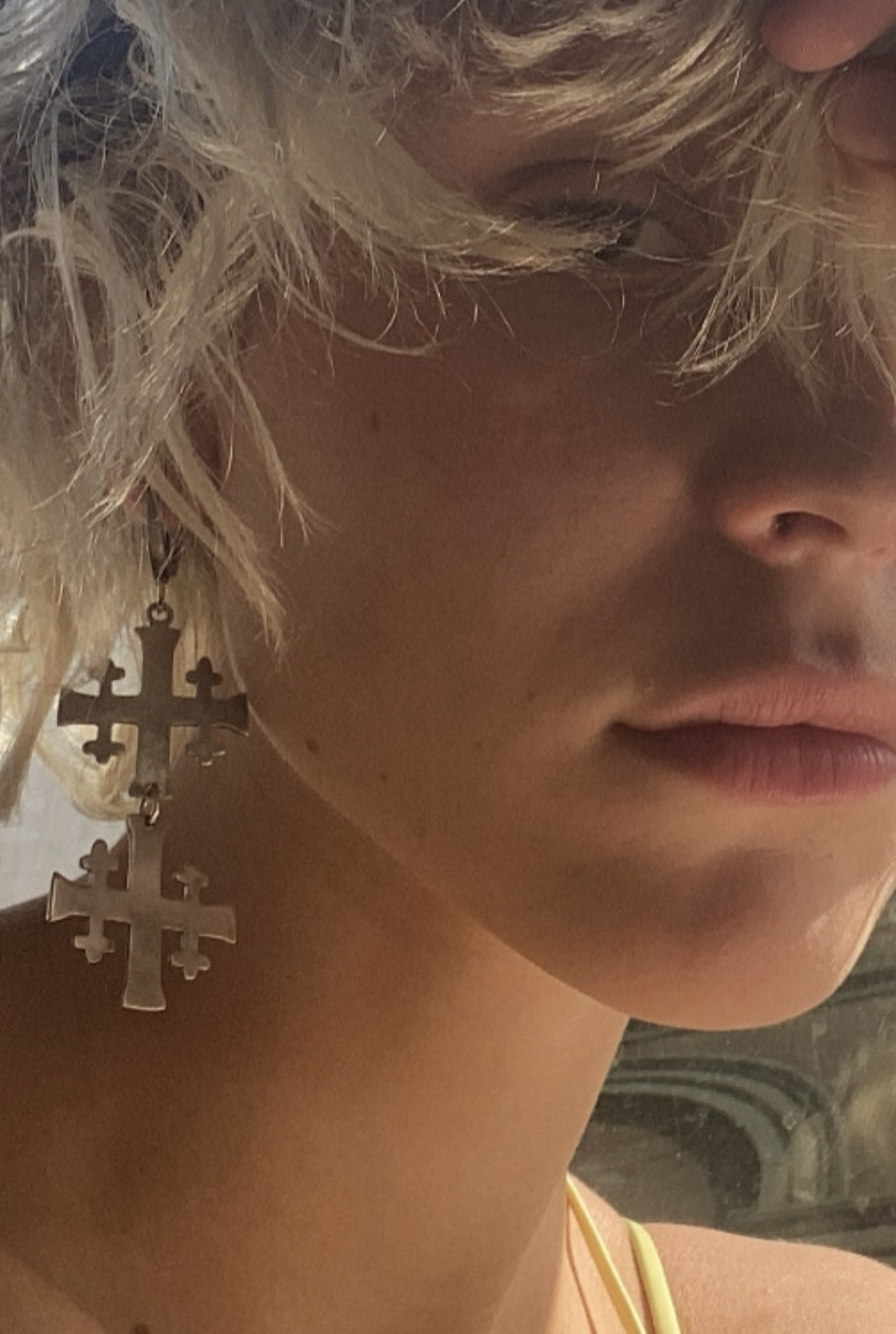 JERUSALEM SILVER CROSS EARRING