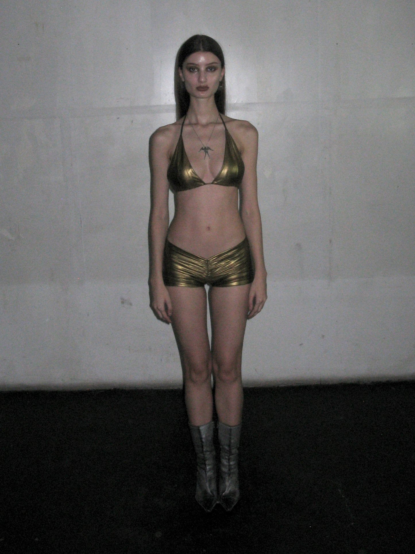 Gold mini shorts