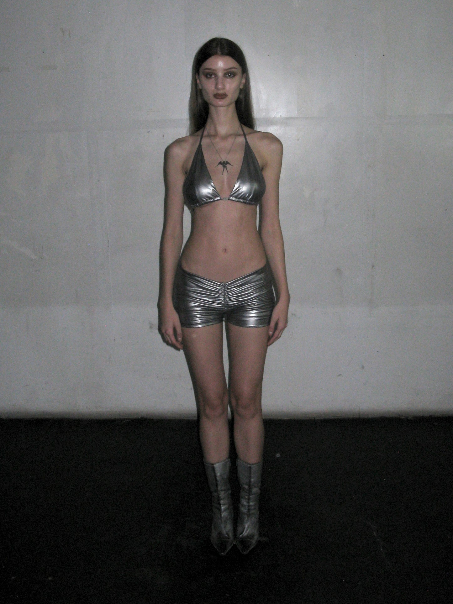 Silver mini shorts